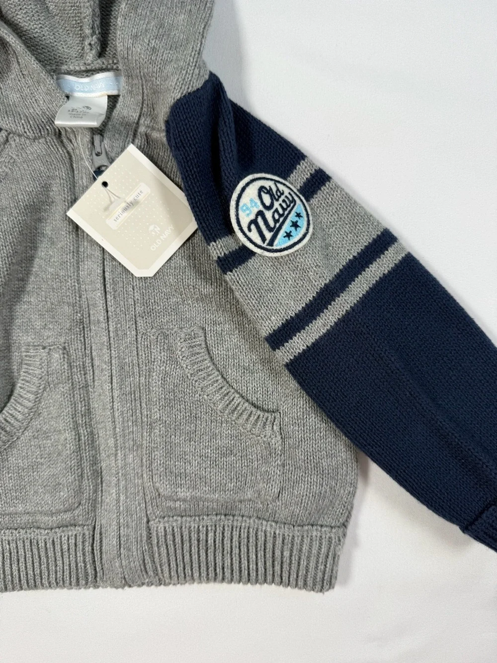 NWT OLD NAVY Y2K Varsity Sweater Hoodie Toddler 3-6M‎ Zip Up Rugby Preppy NEW